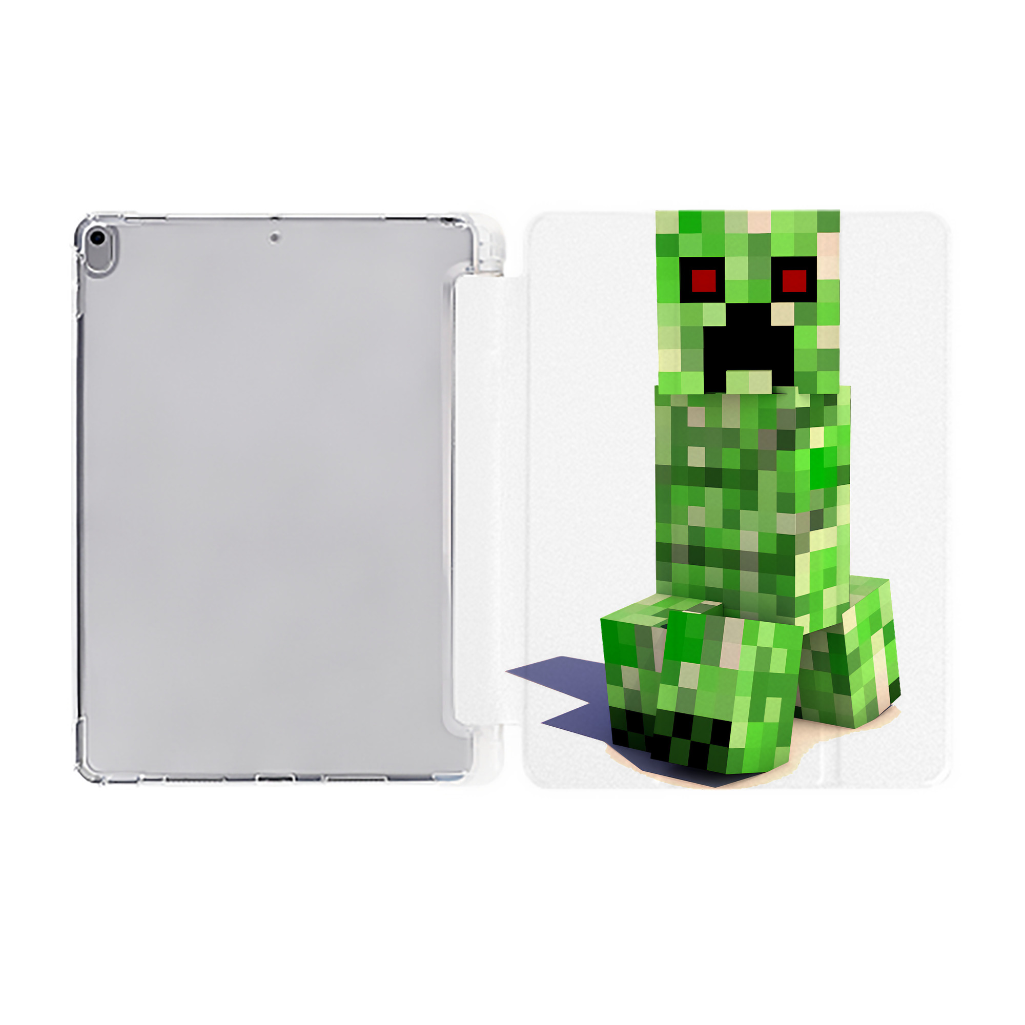 （画像用） マインクラフト ブロックの世界 Minecraft MC Block world IPad ケース ペン収納付き 三つ折りスタンド PUレザー×シリコン 対応機種9.5/10.5/10.9インチ